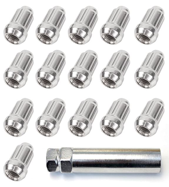 Taper Chrome Lug Nuts 12mm x 1.25 Spline - 16 pcs 