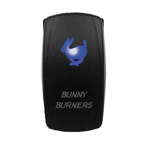 DragonFire Racing Laser-Etched Dual LED Switch, Bunny Burner On/Off, Blue