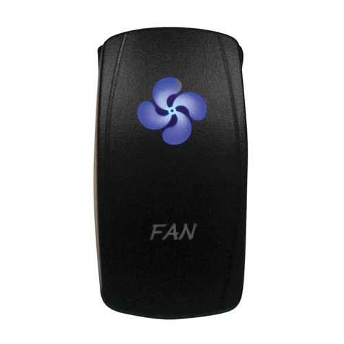 DragonFire Racing Laser-Etched Dual LED Switch, Fan On/Off, Blue