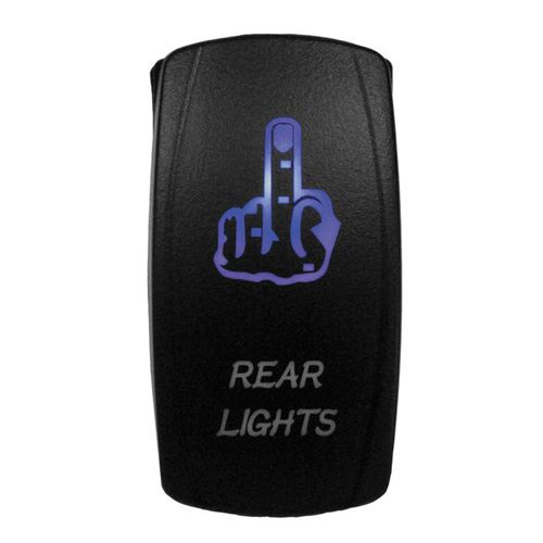 DragonFire Racing Laser-Etched Dual LED Switch, Finger Rear Light On/Off, Blue