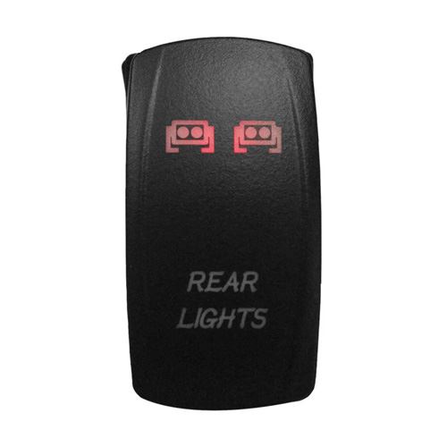 DragonFire Racing Laser-Etched Dual LED Switch, Rear Light On/Off, Red