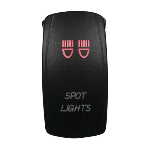 DragonFire Racing Laser-Etched Dual LED Switch, Spotlight On/Off, Red
