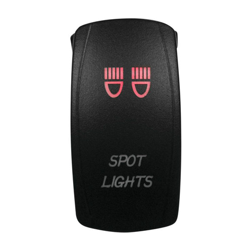 DragonFire Racing Laser-Etched Dual LED Switch, Spotlight On/Off, Red
