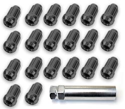 Taper Black Lug Nuts 12mm x 1.50 Spline - 20 pcs 